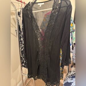 La Blanca Black Crochet Swim Coverup